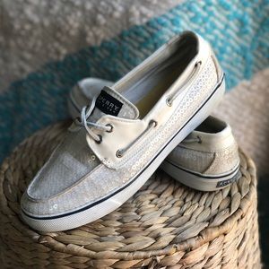 Sperry Topsiders: Beige & Sequin (Womens 8.5)